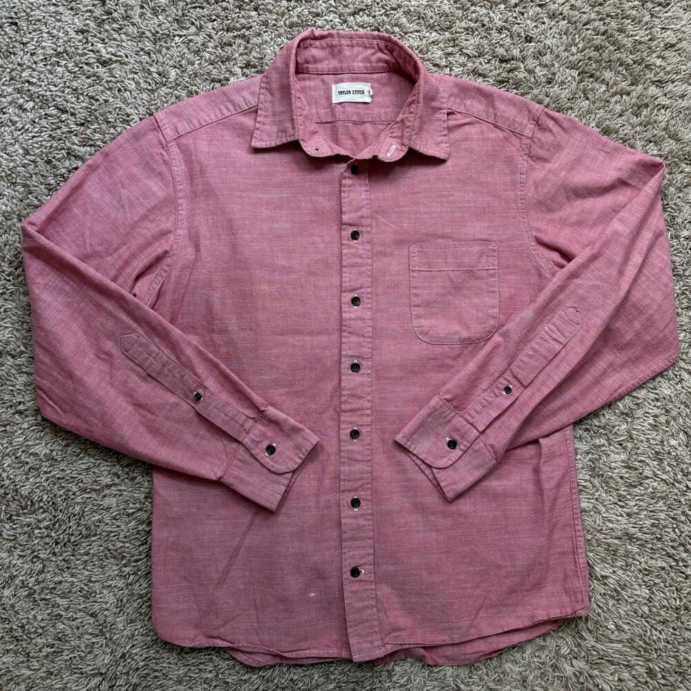 Taylor Stitch Pink Chambray Button Up LS Shirt Collared Men’s Size 42 / Large